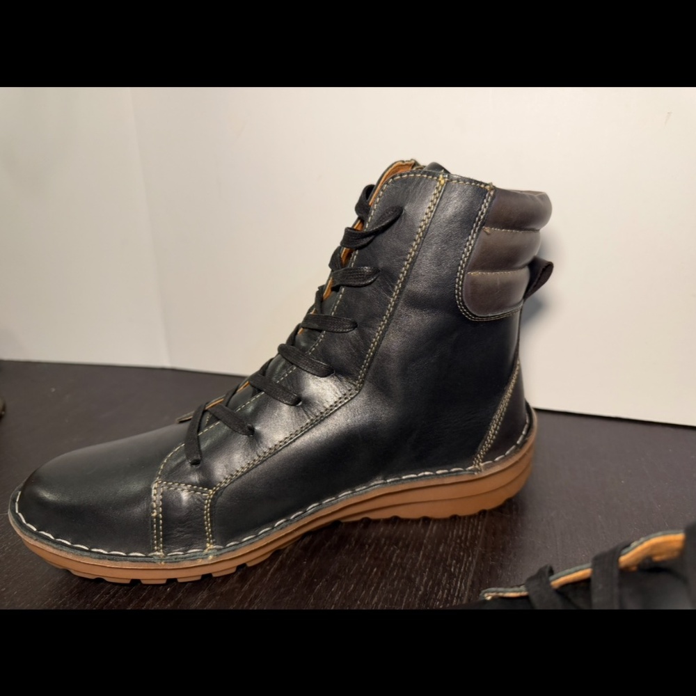 Pikolinos Cazorla Leather Flat Ankle Boots Black/Brown Womans EU 41/US 10-10.5 - Picture 9 of 16